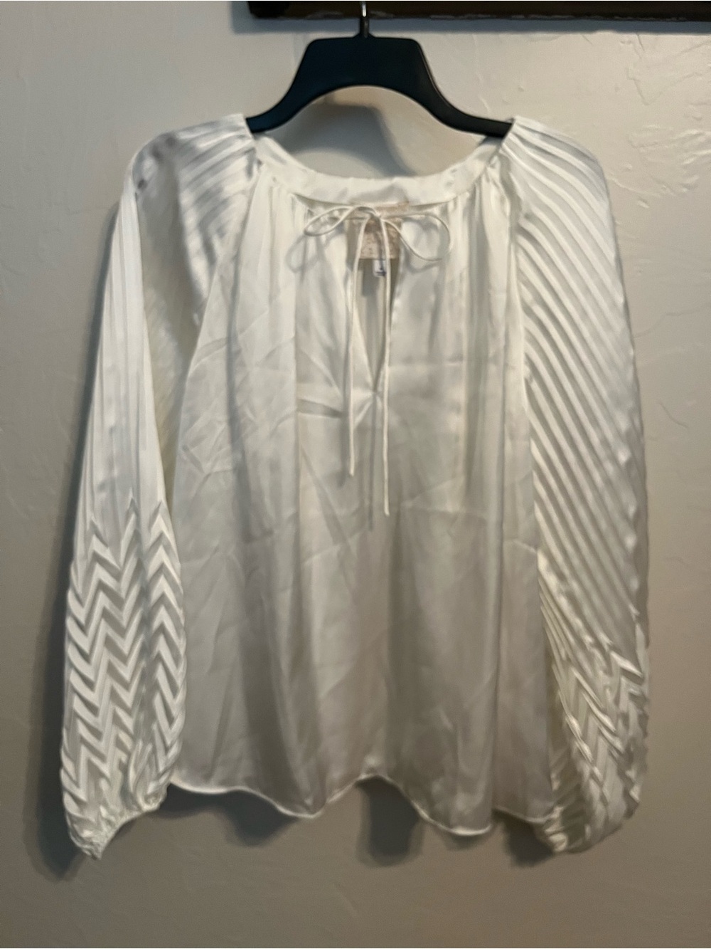 JOHNNY WAS Jade Gemma Pleated Blouse in White Sz M Like New Statement Sleeves - Picture 5 of 11